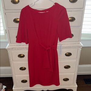 Chic Red Midi Dress with Tie Waist
